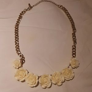 White Floral Statement Necklace